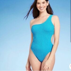 One-Shoulder Blue Swimsuit